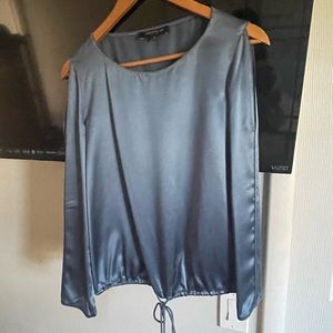 Ladayatte 148 silk “ cold shoulder “ top.. cute drew string tie at the waist.